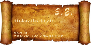 Siskovits Ervin névjegykártya